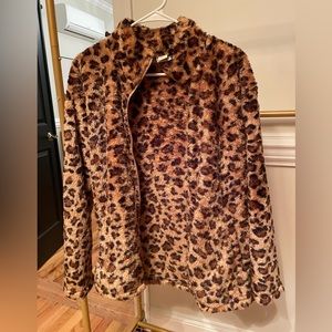 Leopard teddy coat NWOT